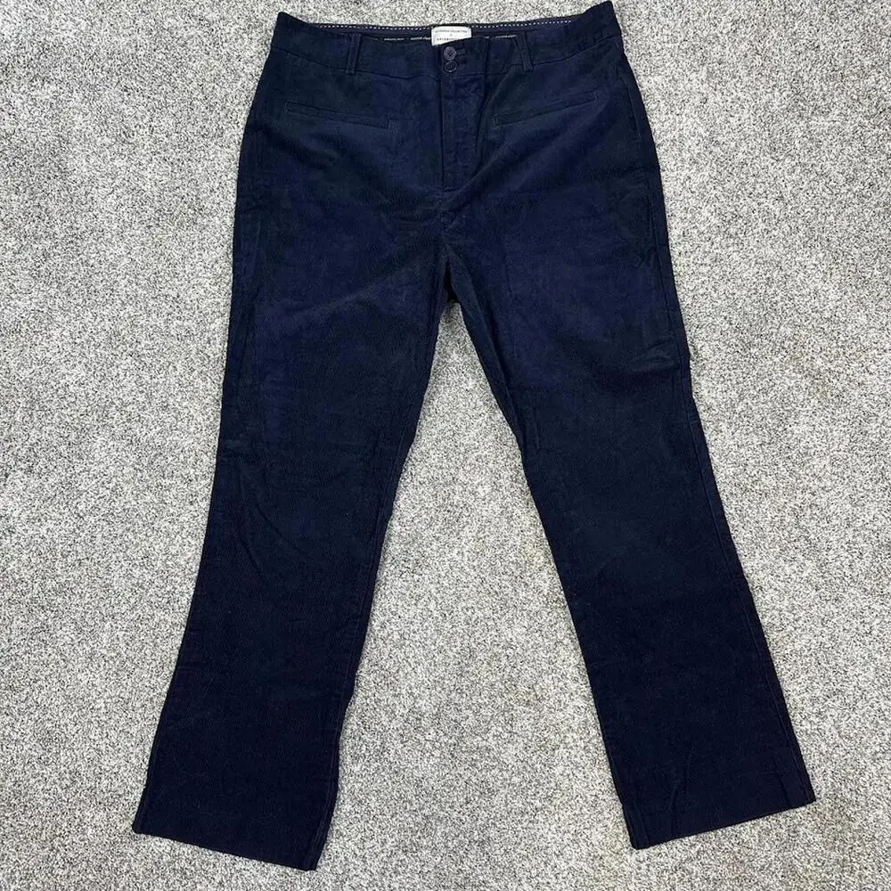 Anthropologie The Essential Corduroy Cropped Flare Trousers Navy‎ Blue Pants 12
